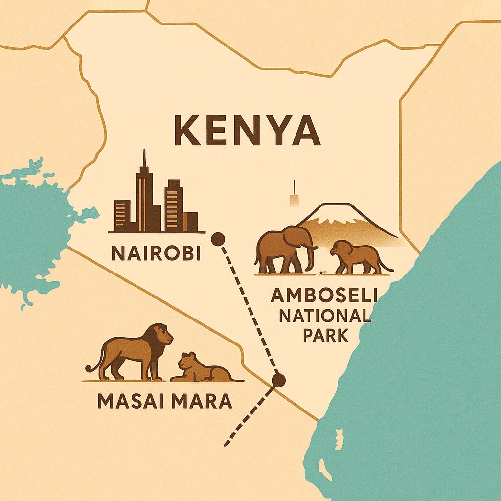 Mapa de ruta Kenia 7 días